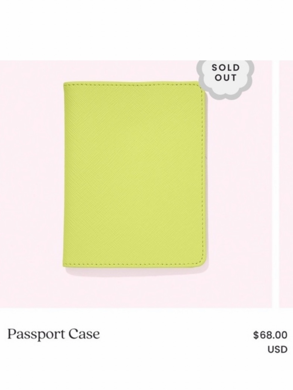 NWOT Stoney Clover Lane Passport Case in LIME - HTF Color!